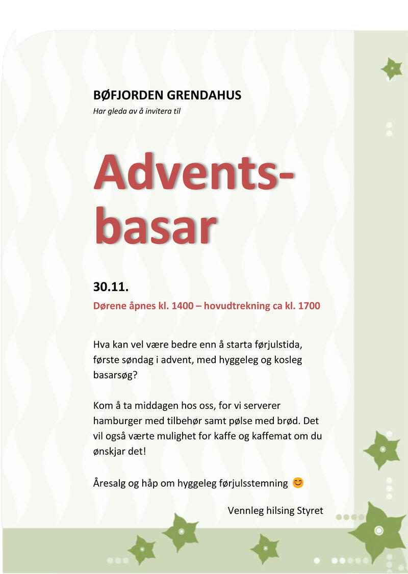 BØFJORDEN GRENDAHUS basar 2025