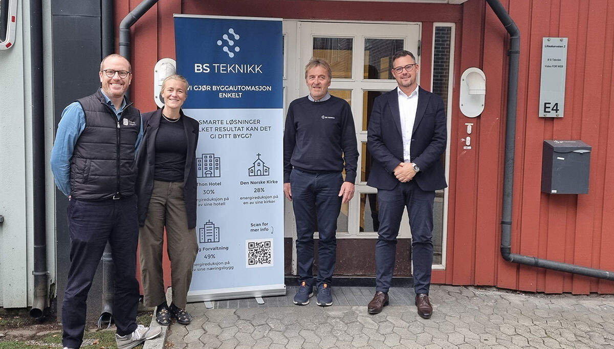 På bildet ser vi fra venstre, Mikael Norlander SI-Gruppen, Camilla Børsand, BS Teknikk, Gunnar Børsand ,BS Teknikk, Andrè Narud Simonsen, Normatic.