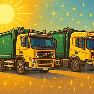 Påskebilde av renovasjonsbilene