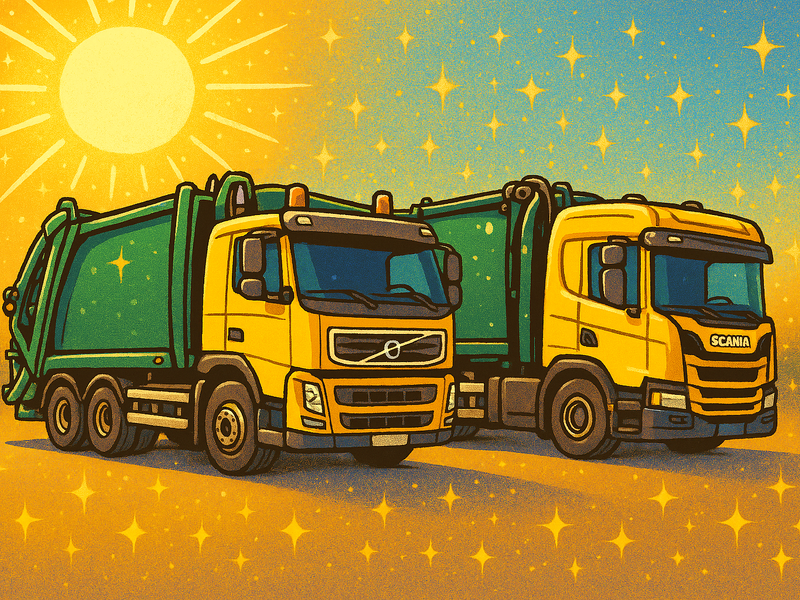 Påskebilde av renovasjonsbilene