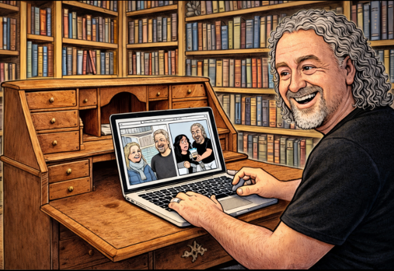 KI-tegning av Terje Lyngstad som lager illustrasjoner