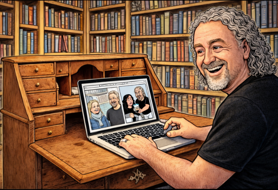 KI-tegning av Terje Lyngstad som lager illustrasjoner