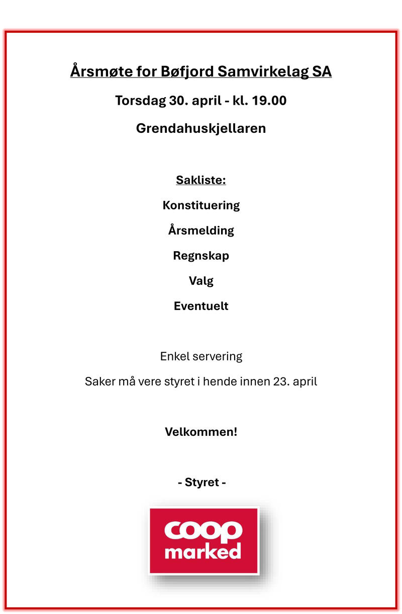 Innkalling årsmøte 2026