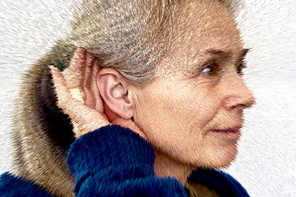 Bilde av dame fotografert fra siden med vibrerende overflate