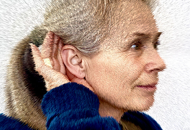 Bilde av dame fotografert fra siden med vibrerende overflate