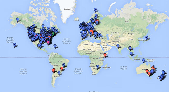Kart med markeringer