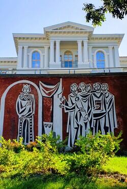 Monumental art on the Three Hills, Old Plovdiv in Bulgaria