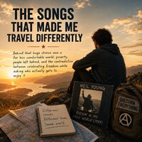 The songs that made me travel differently. For me, it began with Neil Young's Rockin' in the Free World in 1989, two years after I travelled around the world. 