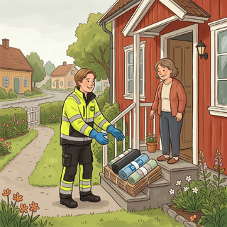 Tegning av sekkeutdeling